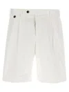 Pt Torino White Bermuda With Pence And Side Pocket With Flap In Linen And Cotton Blend Man In White