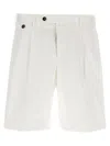 Pt Torino White Bermuda With Pence And Side Pocket With Flap In Linen And Cotton Blend Man