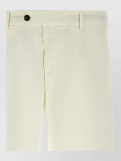 Pt Torino Cotton Bermuda Shorts Pleated Front Waistband In Neutral