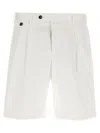 Pt Torino White Bermuda With Pence And Side Pocket With Flap In Linen And Cotton Blend Man In White