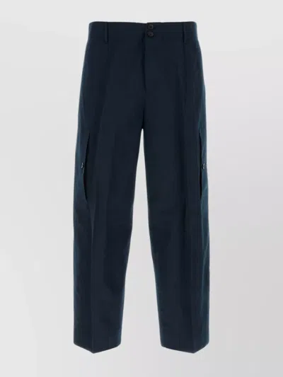 Pt Torino Cotton Blend Cargo Pant With Multiple Pockets In Blue