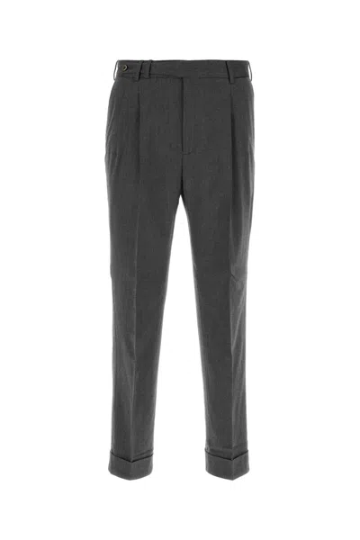 Pt Torino Cotton Blend Virgin Wool Trousers In Gray