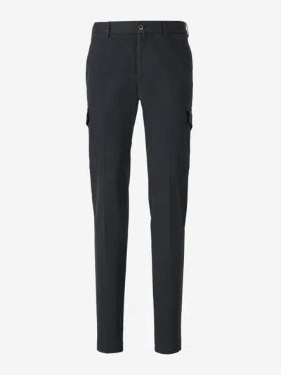 Pt Torino Cotton Cargo Pants In Black