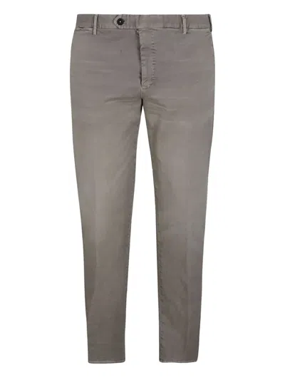 Pt Torino Belt Ring Button Casual Pants In Gray