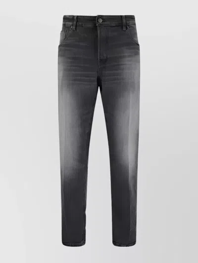 Pt Torino Cotton Denim Trousers Faded Wash In Black