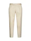 Pt Torino Cotton-linen Trousers In Cream