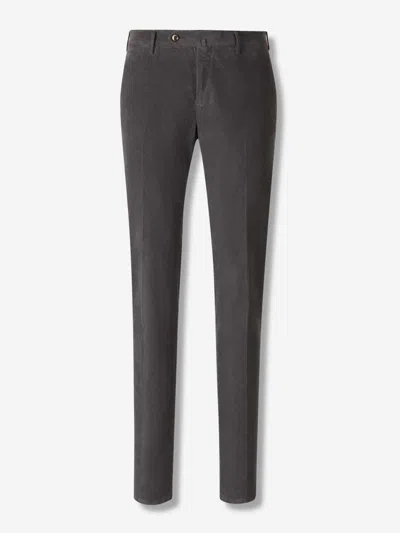 Pt Torino Cotton Micro-corduroy Trousers In Gray
