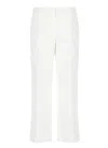 Pt Torino Cropped White Cotton Pants With Wide Leg And Turn-up Hem