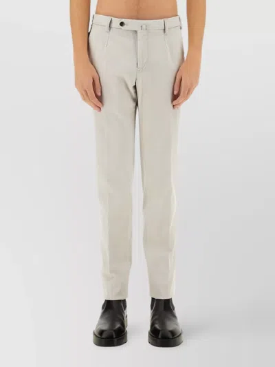 Pt Torino Cotton Pants With Back And Side Pockets In Neutrals