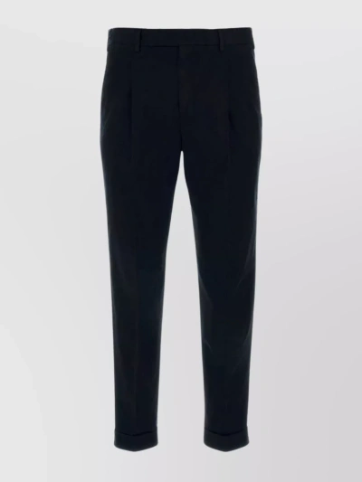 Pt Torino Cotton Pleated Trousers With Detachable Feather In Black