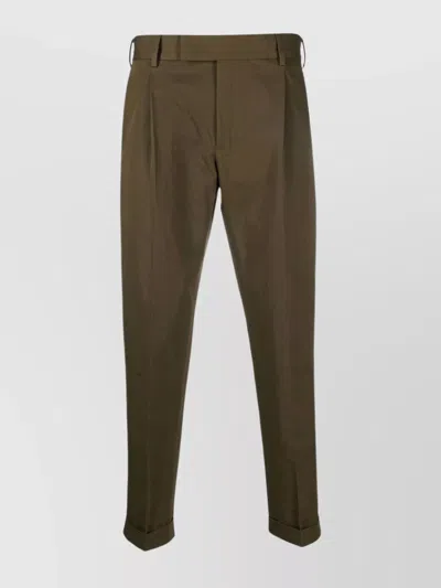 Pt Torino Cotton Rebel Trousers Feather Trim In Brown
