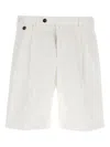 Pt Torino White Bermuda With Pence And Side Pocket With Flap In Linen And Cotton Blend Man In Weiss