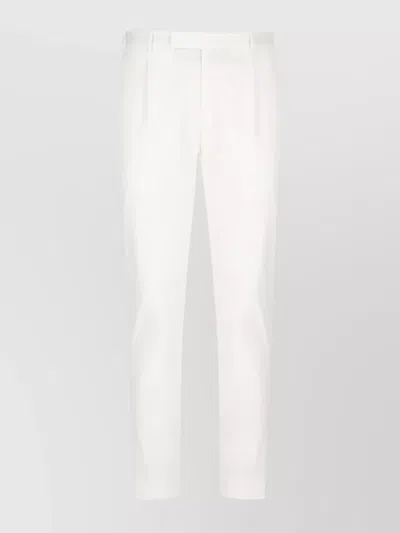 Pt Torino Cotton Straight Trousers Pockets In White