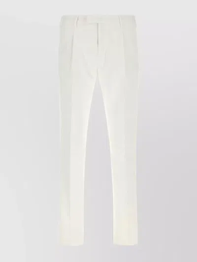Pt Torino Cotton Stretch Pant With Back Pockets In White