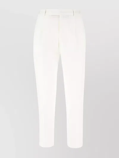Pt Torino Cotton Stretch Pants Back Pockets In White