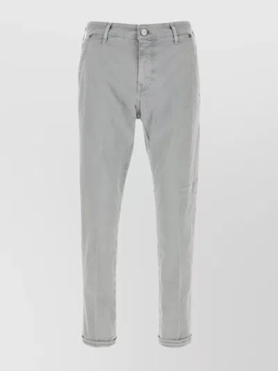 Pt Torino Cotton Stretch Trousers With Front And Back Pockets In Gray