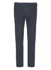 Pt Torino Dark Blue Stretch Wool Pant In Blue