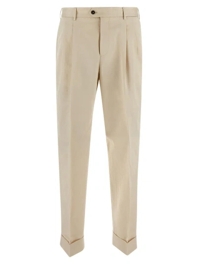 Pt Torino Cotton Trousers In Ivory
