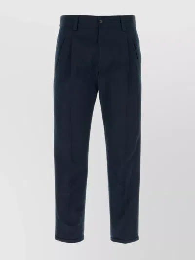 Pt Torino Cotton Trousers With Adjustable Waist Straps In Blue