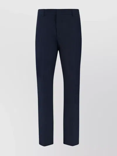 Pt Torino Cotton Trousers With Back Welt Pockets In Blue