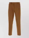 Pt Torino Cotton Trousers With Front Crease And Pockets In Brown