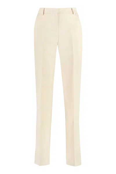 Pt Torino Cotton-linen Blend Trousers In Neutral