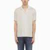 Pt Torino Cream Silk Blend Striped Shirt In White