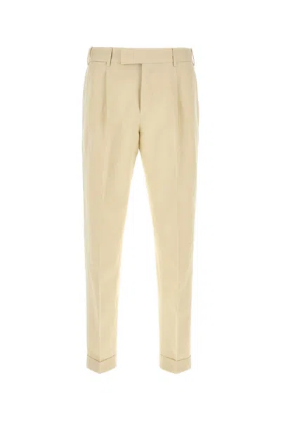 Pt Torino Cream Stretch Cotton Pant In 0015