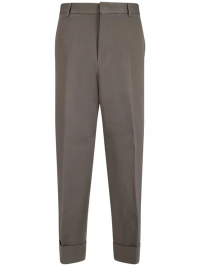 Pt Torino Creased Cotton Tailored Trousers In Gray