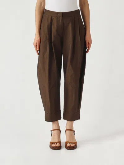 Pt Torino Pleated-waist Turned-up-cuff Trousers In Brown