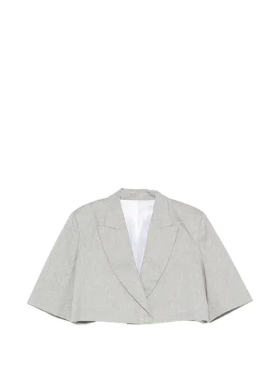 Pt Torino Cropped Short-sleeve Jacket In Gray