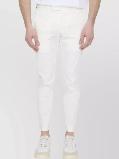 Pt Torino Cropped Slim Fit Cotton Trousers In White