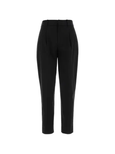 Pt Torino Stretch Cotton Daisy Trousers Pleated Front In Black