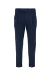 Pt Torino Blue Pants With Pleats And Belt Loops In Cotton Blend Man In Blu