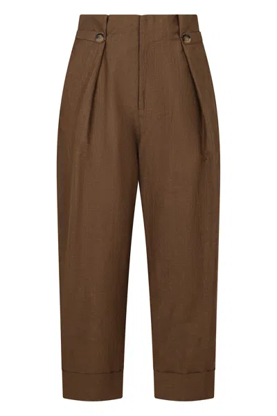 Pt Torino Cropped Trousers In Brown