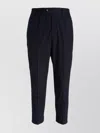 Pt Torino Cropped Trousers Cuffed Hem Elastic Waistband In Blue