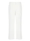 Pt Torino Cropped White Cotton Pants With Wide Leg And Turn-up Hem