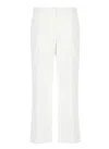 Pt Torino Cropped White Cotton Pants With Wide Leg And Turn-up Hem