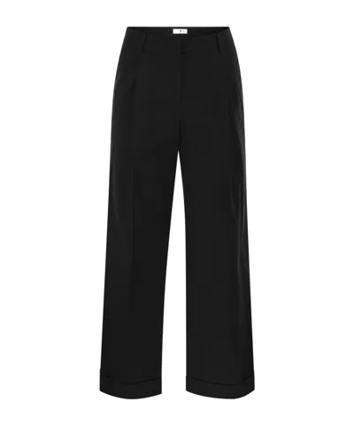 Pt Torino Cropped Wide-leg Pants In Black