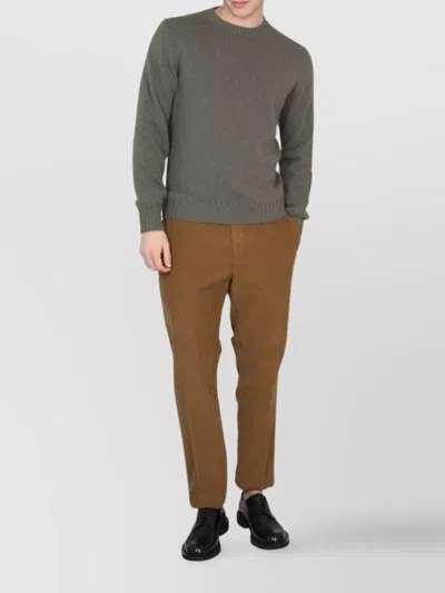 Pt Torino Cross-neck Ribbed Knit Sweater In Gray