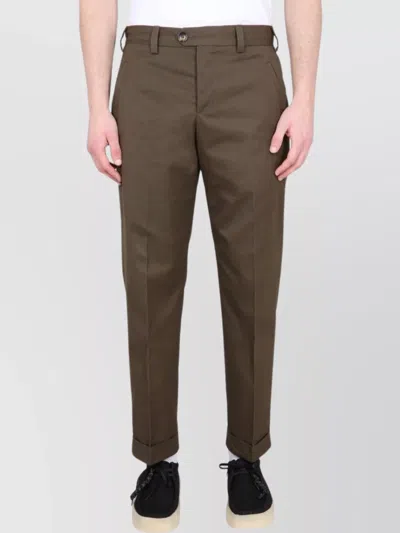 Pt Torino Cuffed Hem Trousers Pockets In Brown