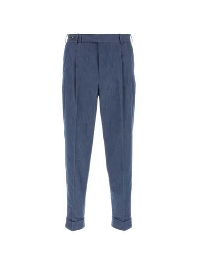 Pt Torino Air Force Cotton Tailored Style Trousers In Blue