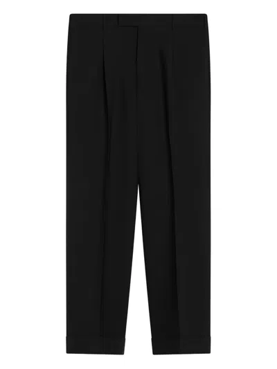 Pt Torino Wool Trousers With Cuffed Hem And Pleats In Black