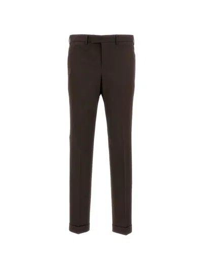 Pt Torino Master Stretch Finetwill Trousers In Brown