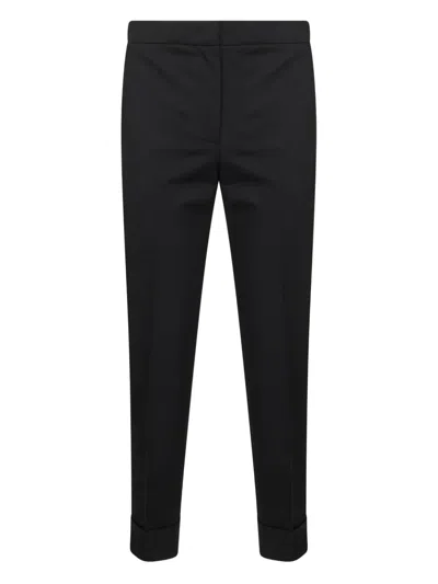 Pt Torino Cuffed Virgin Wool-blend Tailored Trousers In Black