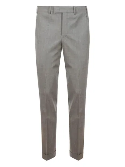 Pt Torino Cuffed Wool Trousers In Gray