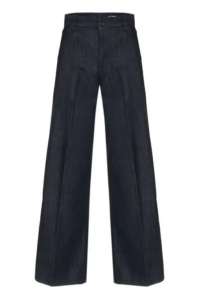Pt Torino Cyndi Denim Flared Pants In Navy