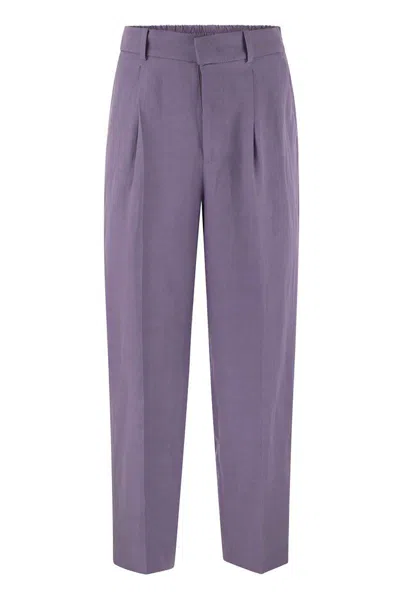 Pt Torino Daisy - Viscose And Linen Trousers In Lilac