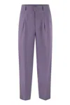 Pt Torino Daisy - Viscose And Linen Trousers In Purple