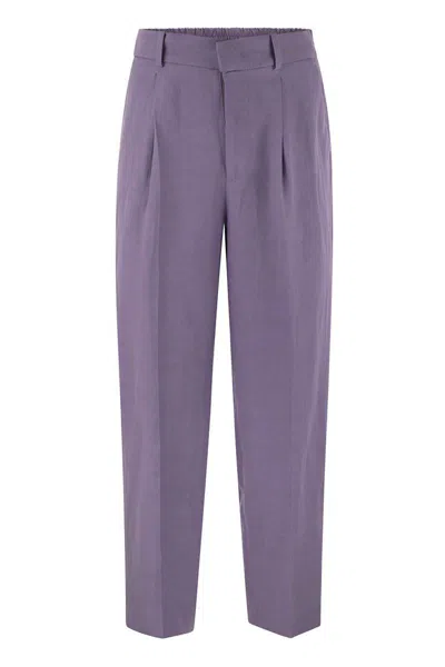 PT TORINO PT TORINO DAISY - VISCOSE AND LINEN TROUSERS